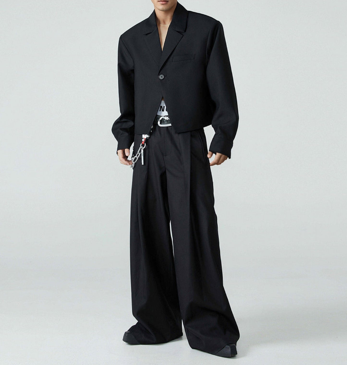 Unisex Oversized full sleeve crop blazer\ baggy pant