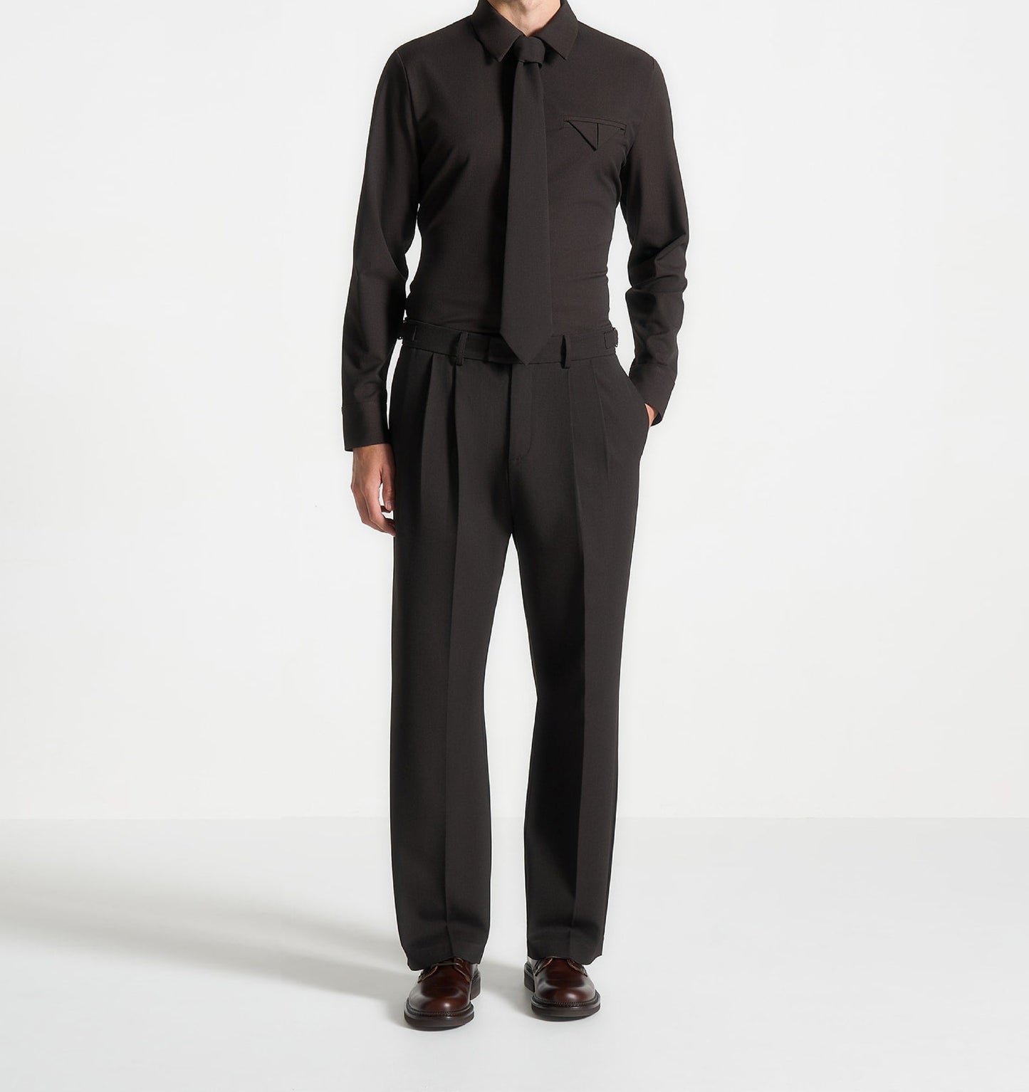 BLACK TAILORED SET (RELAXED SHIRT + PLEATED TROUSERS)