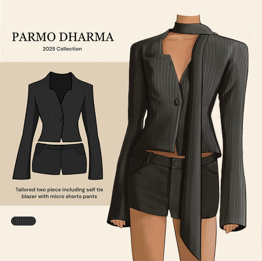 Tailored two piece self tie blazer set
