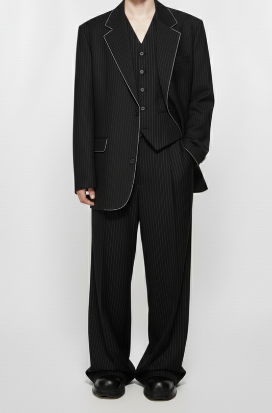 Pinstripe Shadow Contrast Three Piece Suit