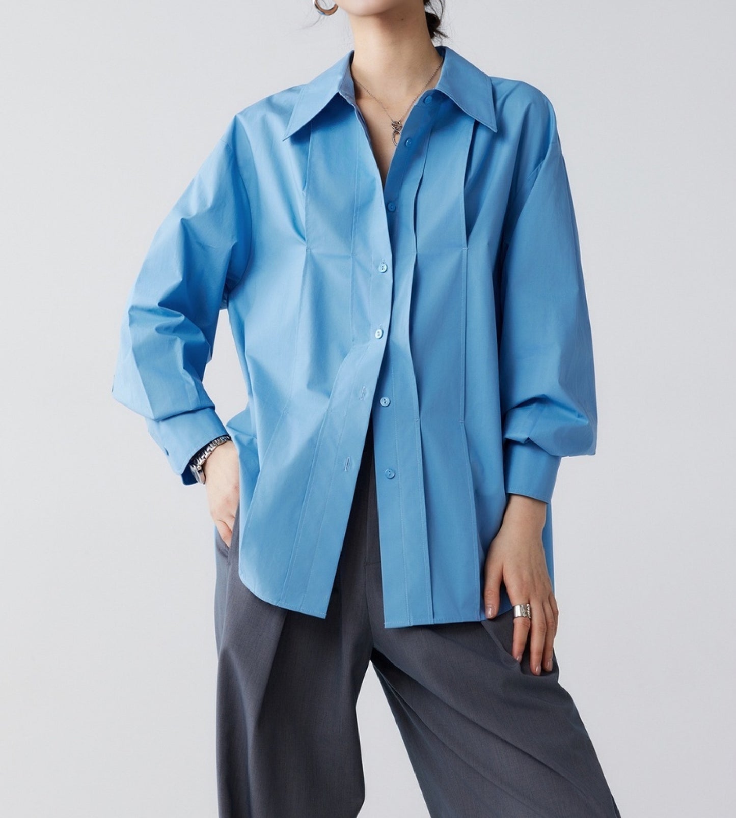 Pleated Tailored unisex Shirt