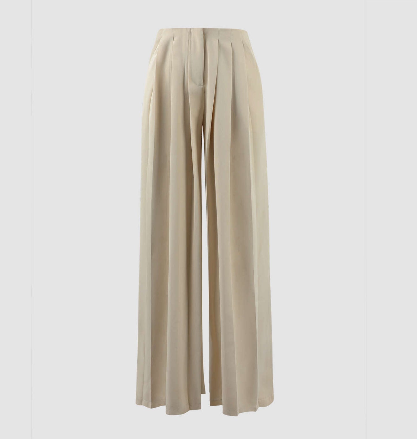 Beige multi pleated unisex trouser.