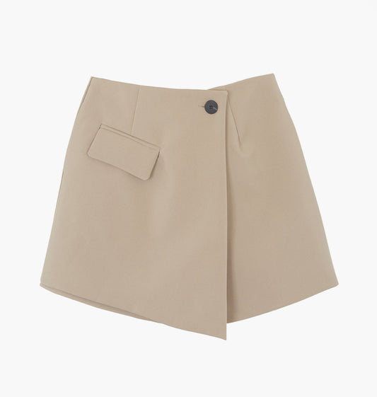 Tailored unisex skirt with crossover front