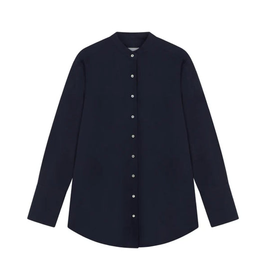 Tailored collarless unisex shirt - cotton blend