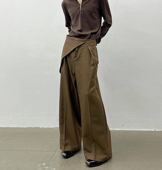 Asymmetrical wrap unisex trouser.