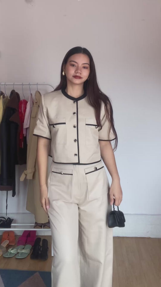 Tailored half sleeve blazer with matching tailored pants