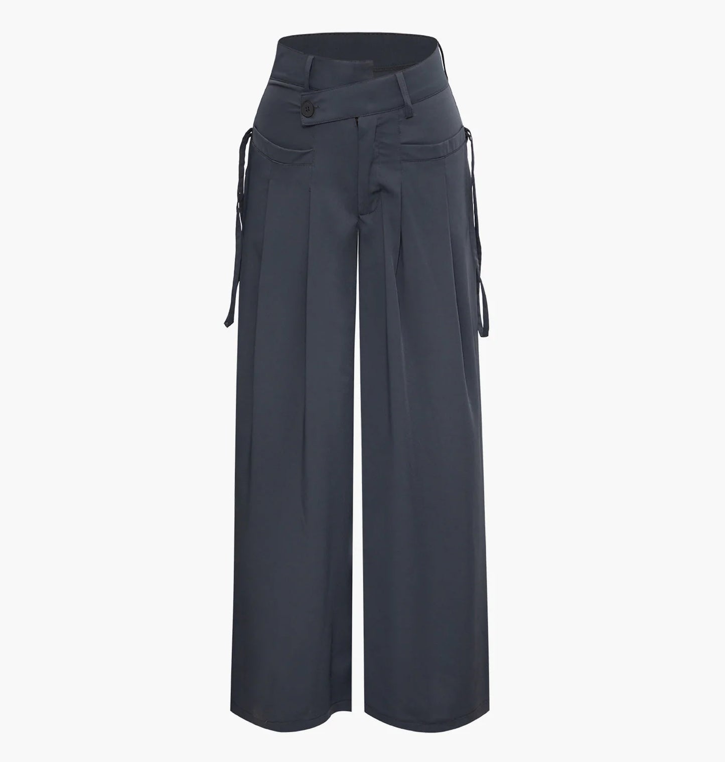 Asymmetrical side string trousers, unisex fit